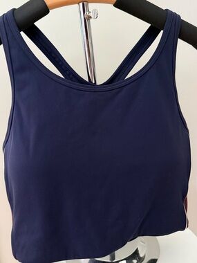 Tory Sport Navy Racerback Cropped Sports Bra